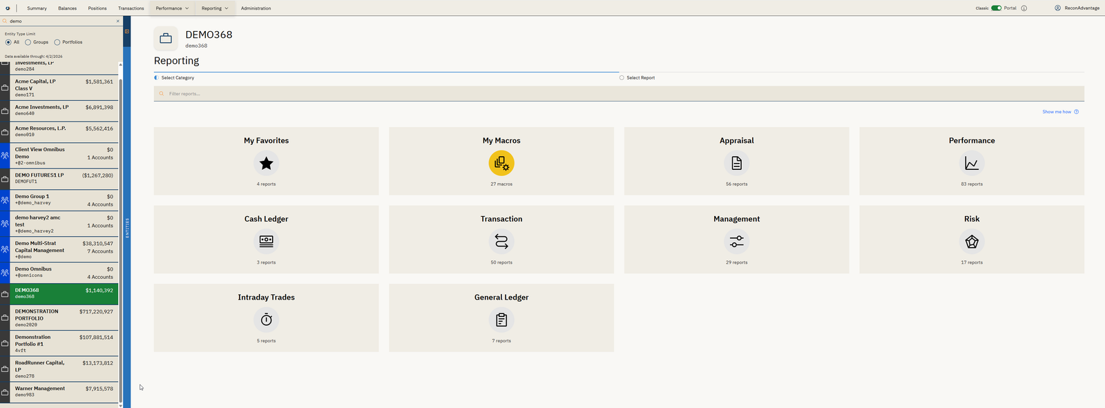 ReconAdvantage reconciliation interface