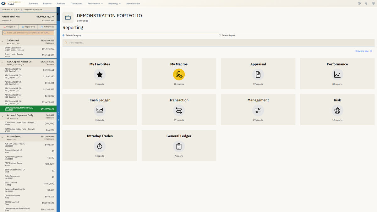 Outsourced Back Office reconciliation interface